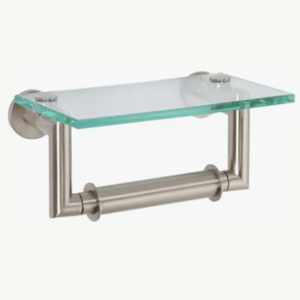 Ginger Kubic Double Post Toilet Tissue Holder with Shelf